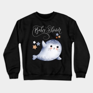 Baby shower Mommy to be Hello little One Sweet little seal cute baby outfit Crewneck Sweatshirt